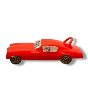Vintage Red Plastic Toy Car with Driver Decals